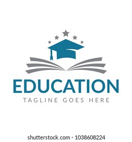 Book and Graduation Icon Vector. Education Logo Template