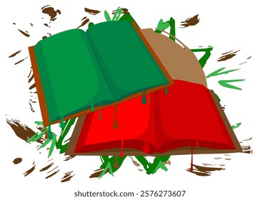 Book graffiti. Abstract modern street art decoration performed in urban painting style.