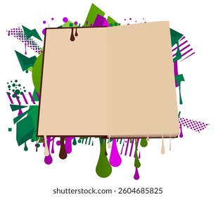 Book graffiti. Abstract modern street art decoration performed in urban painting style.
