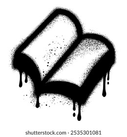 Grafite de livro com tinta spray preta. ilustração vetorial.