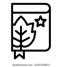 Book with grape leaf and bookmark line icon. Notes of grapes growing outline style pictogram on white background. Winery and Viticulture signs for mobile concept and web design. Vector graphics