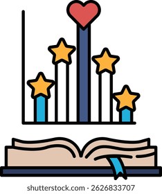 A book with a graph and stars on the cover. The graph is a line chart with a heart in the middle. The stars are scattered around the graph, with some on the left side, some in the middle