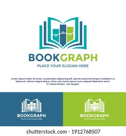 Book Graph Or Stats Vector Logo Template. This Design Use Chart Symbol. Suitable For Finance And Education.