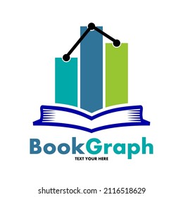 Book graph or stats vector logo template. This design use chart symbol. Suitable for finance and education