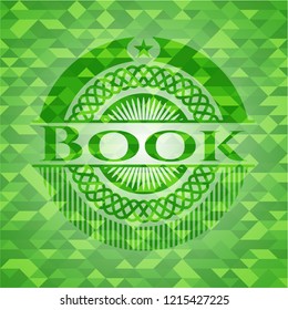 Book green emblem with mosaic ecological style background