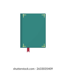 livro com capa dura verde sobre fundo branco. caderno. diário. romance. livro sagrado. ilustração vetorial
