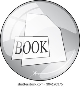 book grey circular icon on white background