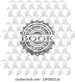 Book grey emblem. Retro with geometric cube white background