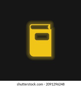 Icono de neón amarillo brillante de la forma negra del libro