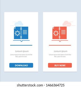 Book, Guide, Hardware, Instruction  Blue and Red Download and Buy Now web Widget Card Template. Vector Icon Template background