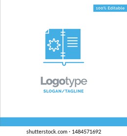 Book, Guide, Hardware, Instruction Blue Solid Logo Template. Place for Tagline. Vector Icon Template background