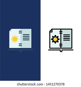 Book, Guide, Hardware, Instruction  Icons. Flat and Line Filled Icon Set Vector Blue Background