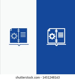 Book, Guide, Hardware, Instruction Line and Glyph Solid icon Blue banner Line and Glyph Solid icon Blue banner
