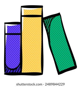 Book halftone icon hand drawn color vector illustration
