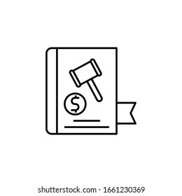 Book, hammer, dollar icon. Simple line, outline vector elements of auction for ui and ux, website or mobile application