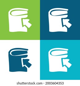 Book Hand Drawn With An Arrow Flat four color minimal icon set