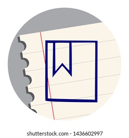 Book. Hand Drawn Icon on a Notebook Sheet