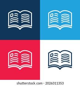 Hand gezeichnete Offene Seiten Blau und Rot vier Farben minimale Icon Set
