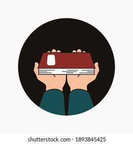 Icono de diseño de libro en mano ilustración vectorial. concepto de educación