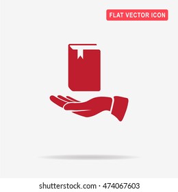 Book and hand icon. Vector concept illustration for design.