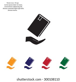 book in hand, vector illustration