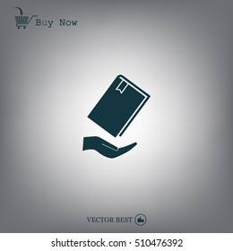 book in hand, vector illustration