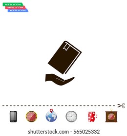 book in hand, vector illustration