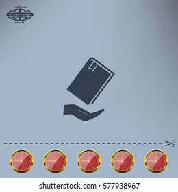 book in hand, vector illustration