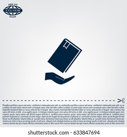book in hand, vector illustration