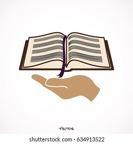 book in hand, vector illustration