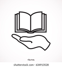 book in hand, vector illustration