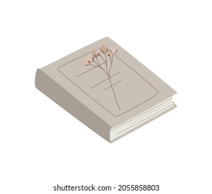 Ein Buch in handgezeichnetem Stil einzeln auf Weiß. Einfach