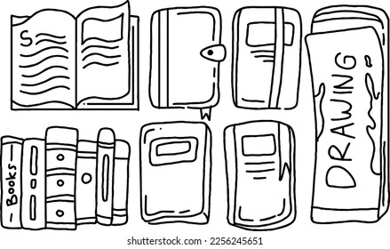 book handrawn doodle illustrations vector 