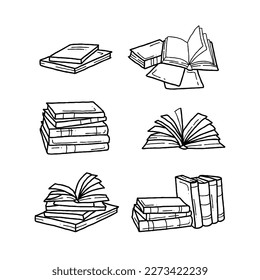 conjunto de vectores de ilustraciones de doodle manuscritas de libros
