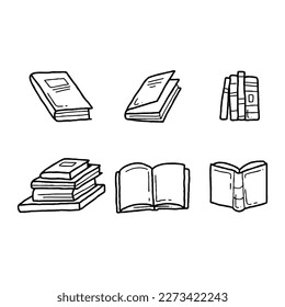 book handrawn doodle illustrations vector set