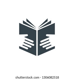book hands concept logotype template design. Business logo icon shape. book hands simple logo illustration