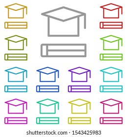 Book, hat multi color icon. Simple thin line, outline vector of book icons for ui and ux, website or mobile application