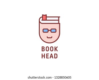 Book Head Illustration Logo
