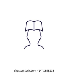 book and head, line icon on white