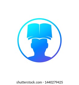 book and head vector logo, icon