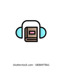 Book, headphone color gradient vector icon