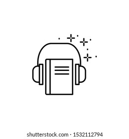 Book, headphone icon. Simple line, outline vector of online educationa icons for ui and ux, website or mobile application