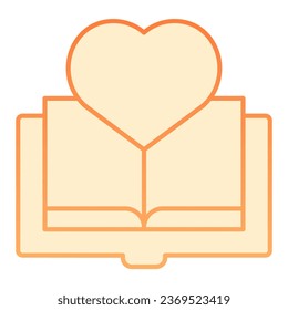 Book with heart flat icon. Favorite book orange icons in trendy flat style. Love reading gradient style design, designed for web and app. Eps 10