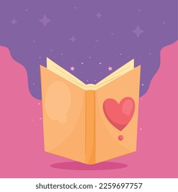 book with heart love icon
