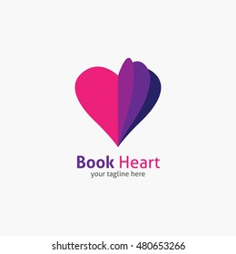 Book Heart Symbol Logo Icon Design Template Elements. Vector Illustration.