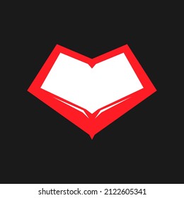 Book and heart symbol on black backdrop. Loving books concept