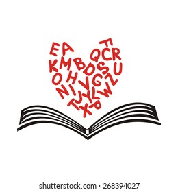 Book and heart vector illustration