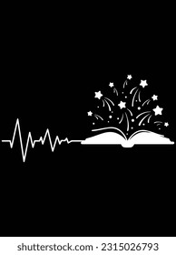 Book heartbeat vector art design, eps file. design file for t-shirt. SVG, EPS cuttable design file