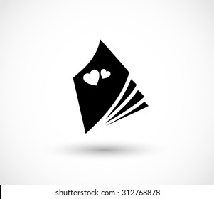 Book with hearts icon vector