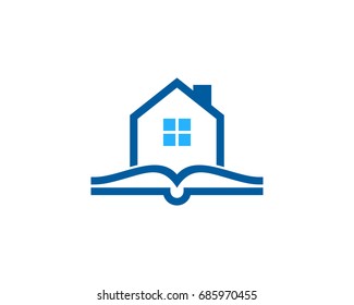 Book Home Icon Logo Design Element